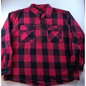 Five Brother Men's Logger 1/4 Zip XXL Buffalo Plaid Red Black Long Sleeve 5900